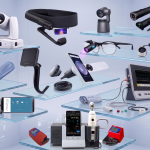 TeleVU care pod integrated diagnostic devices including AR smart glasses, PTZ cameras, otoscope, dermatoscope, vital signs monitors, and connected medical peripherals for comprehensive remote patient examination